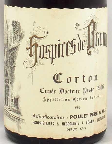 1966年 オスピス ド ボーヌ コルトン グラン クリュ キュヴェ ドクトル ペスト プーレ ペール エ フィスhospices De Beaune Corton Cuvee Docteur Peste Poulet Pere Filsの販売 ヴィンテージワイン専門店のnengou Wine Com